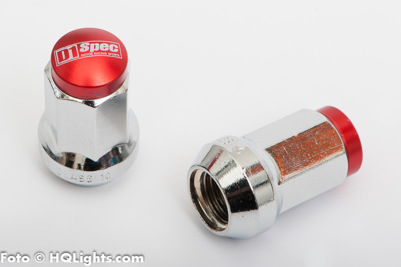 Wheel nuts D1 Spec M12 x 1,25 34 mm 60°, steel, chrome with red top, 20 pcs