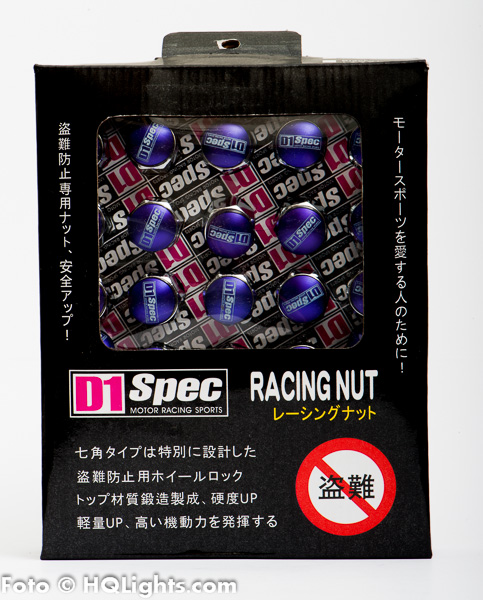 Wheel nuts D1 Spec M12 x 1,25 34 mm 60°, steel, chrome with purple top, 20 pcs