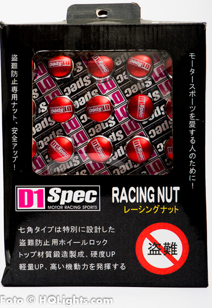 Wheel nuts D1 Spec M12 x 1,25 34 mm 60°, steel, chrome with red top, 20 pcs