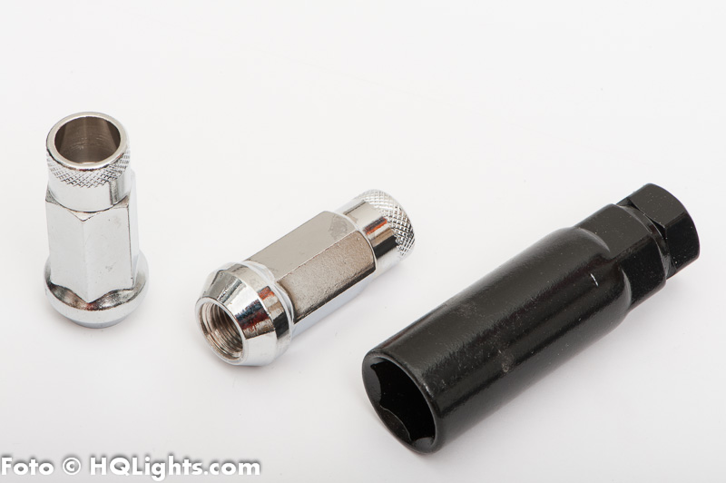 Wheel nuts Muteki M12 x 1,25 48 mm 60°, steel, chrome, 20 pcs incl. dual adapter