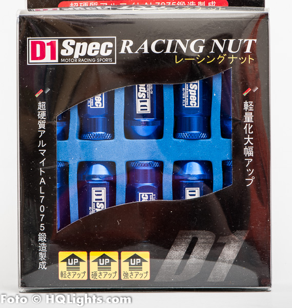 Wheel nuts D1 Spec M12 x 1,25 52 mm 60°, aluminium, blue, open top, 20 pcs
