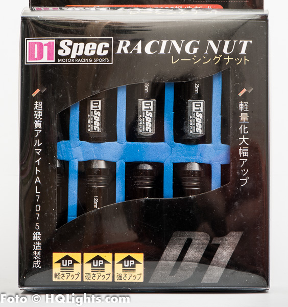 Wheel nuts D1 Spec M12 x 1,50 52 mm 60°, aluminium, black, closed top, 20 pcs