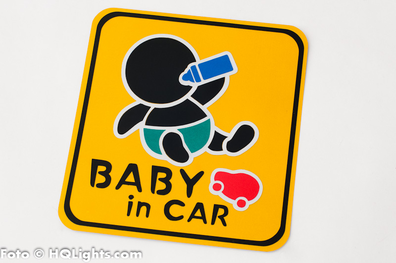 Sticker Baby In Car, yellow background, 120x120mm