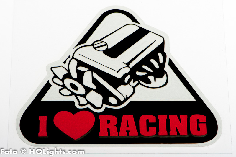 Klistermärke I Love Racing, 110x90mm