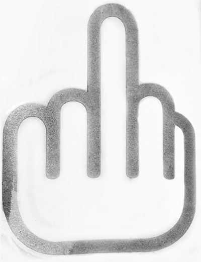 Sticker Fuck You Finger, silver reflex, 95x70mm
