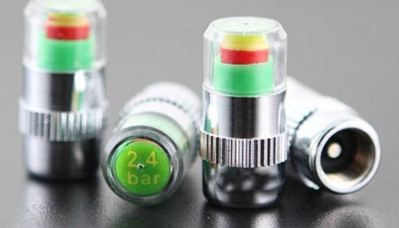 Air vent cap, universal kit (4pcs), chrome, with tire pressure warning, for 2.4 bar (36PSI)