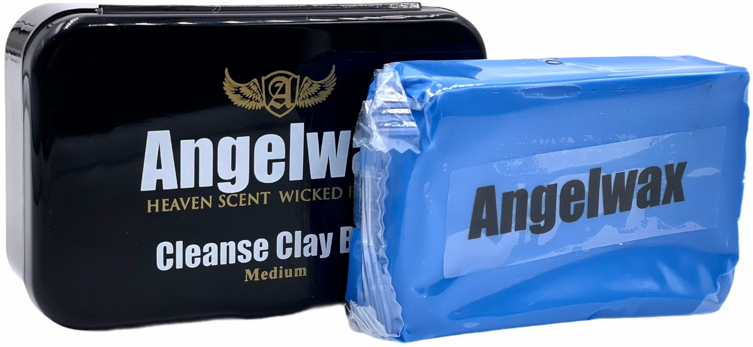 Angelwax Clay Bar Medium 100g in plastic container for paint surface contaminant removal