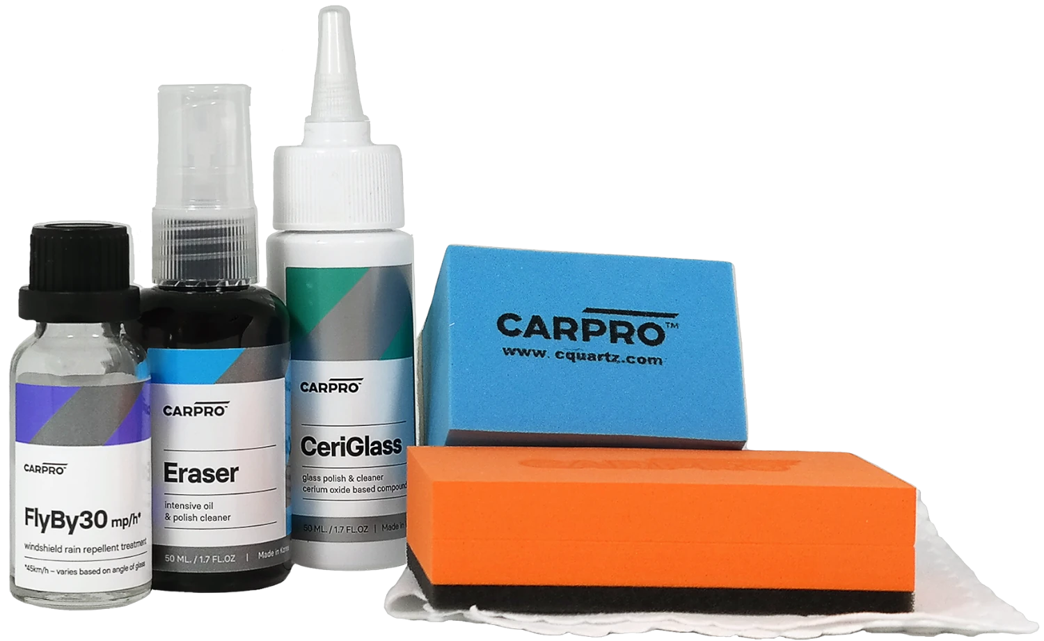 CarPro CQuartz FlyBy30 Vindruteskydd Coating 20ml Full Kit hydrofob glasbehandling