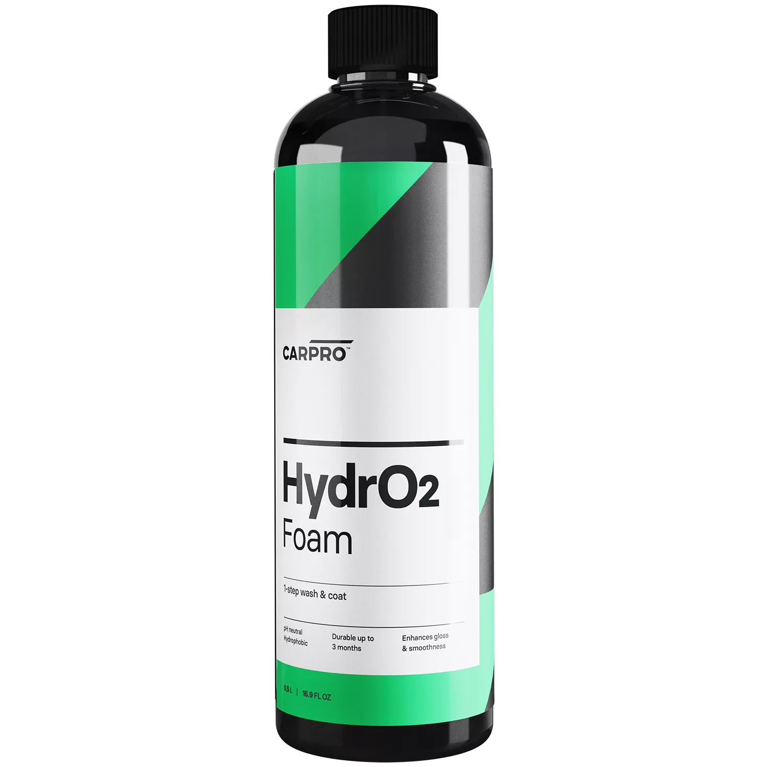 Bottle of CarPro CQuartz Ceramic Snow Foam 500ml with pH-neutral hydrophobic formula for car detailing