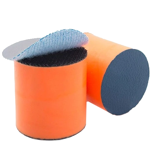 Sanding pad 30mm with hook and loop attachment and flexible construction for precision sanding on tight surfaces