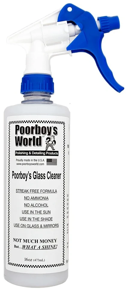Sprayflaska Poorboy's World Glasrengöring 473ml, alkohol- och ammoniakfri formula för ränderfri glans