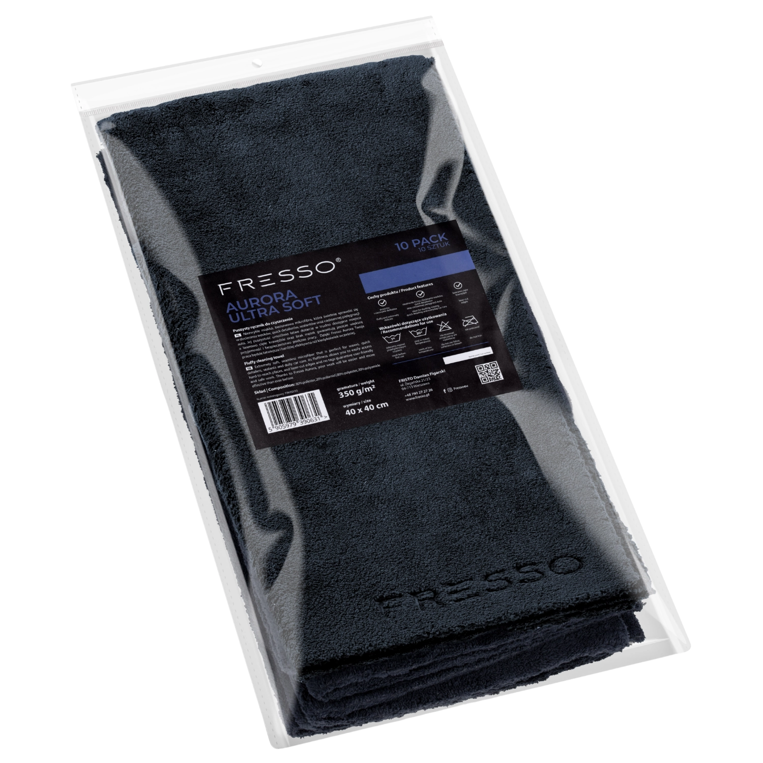 Fresso Microfiber ultramjuk sömlös duk 40x40cm 350gsm 10-pack för detailing och lackvård