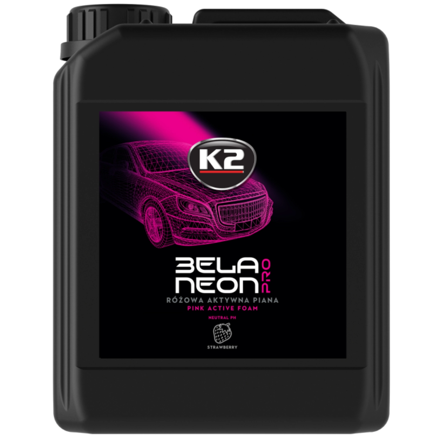 K2 Bilschampo 5L Bela Pro Neon med neonfärgat skum för professionell handtvätt av fordon