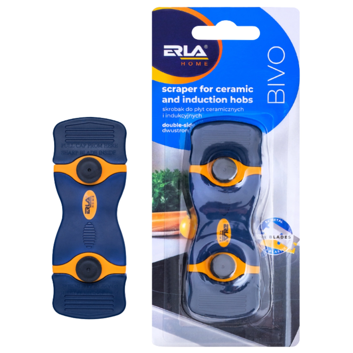 K2 scratch-free plastic blade scraper 14cm with ergonomic handle for safe surface cleaning