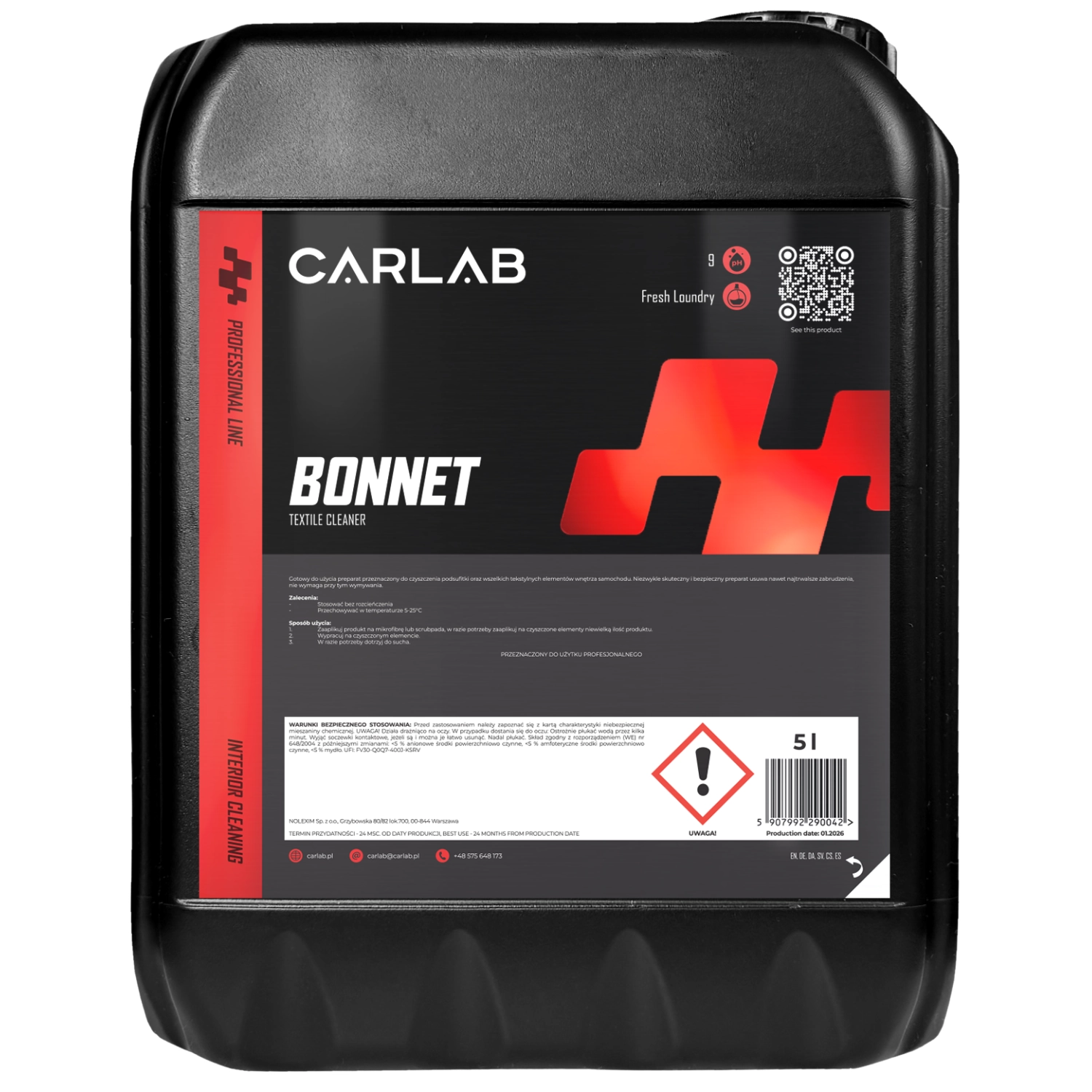CarLab Headliner Cleaner RTU 5L for professional cleaning of textile upholstery and fabric car roofs