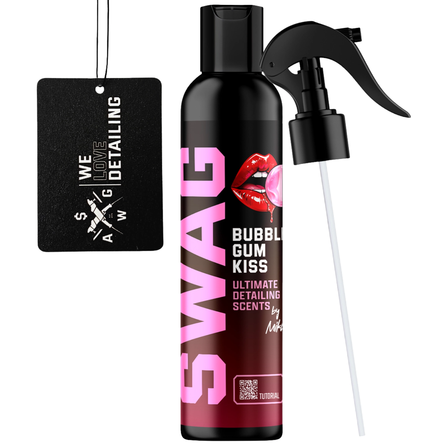 SWAG Bubble Gum Kiss 150ml car air freshener spray bottle with hanger for vehicle interiors