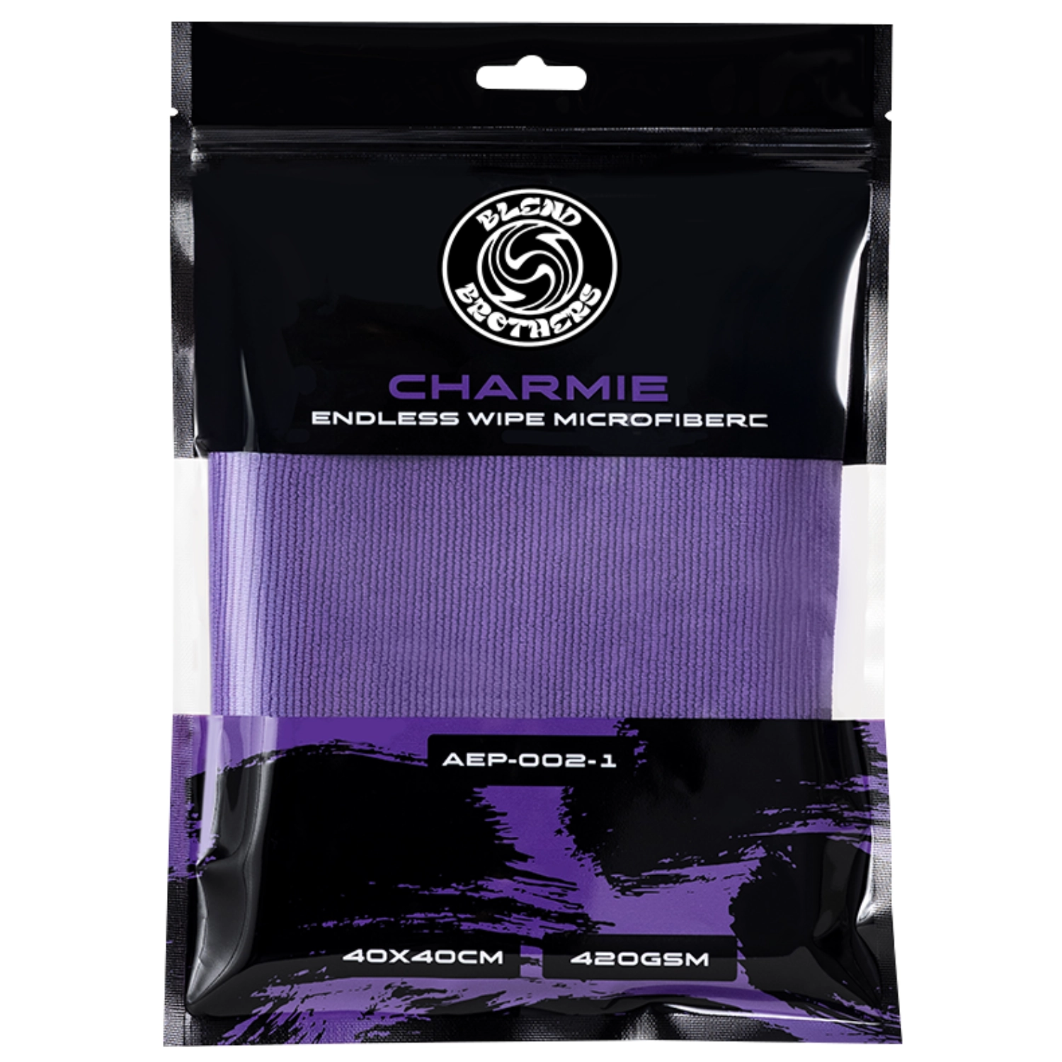 Blend Brothers Microfibre Cloth 420GSM in purple, scratch-free quick-drying for car care and detailing