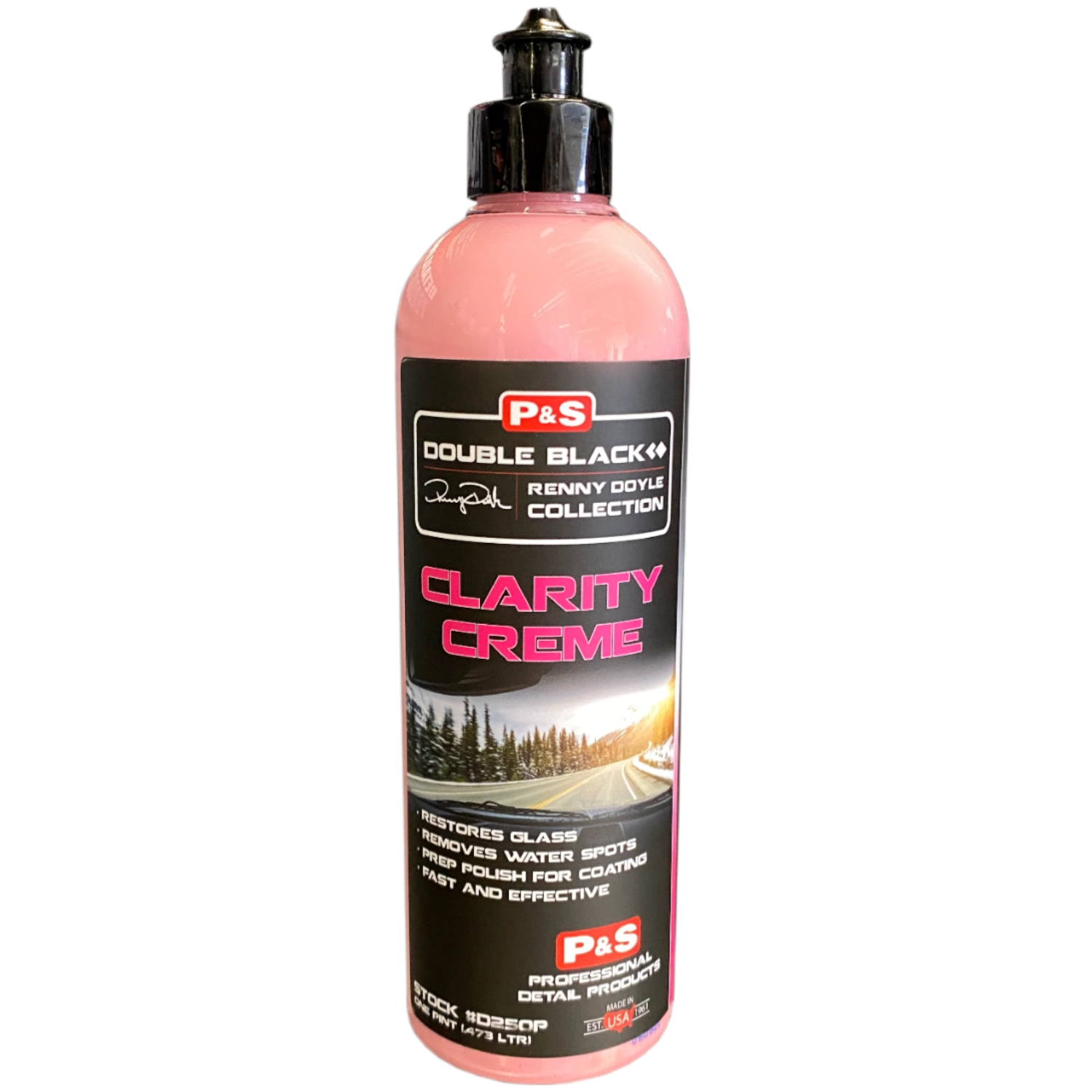 P&S Glaspolish Clarity Creme 473ml flytande kräm för borttagning av kalkavlagringar på bilglas