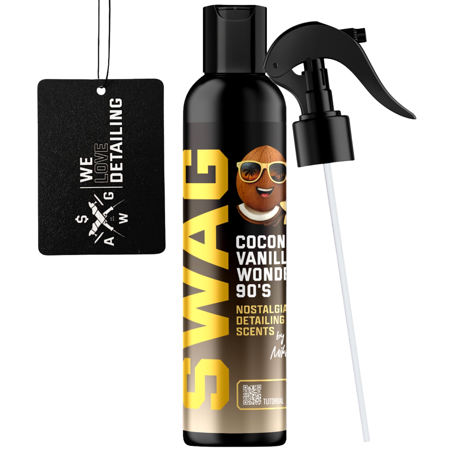 SWAG Bilparfym Kokos & Vanilj 150ml sprayflaska med hängare för fordonsinredning
