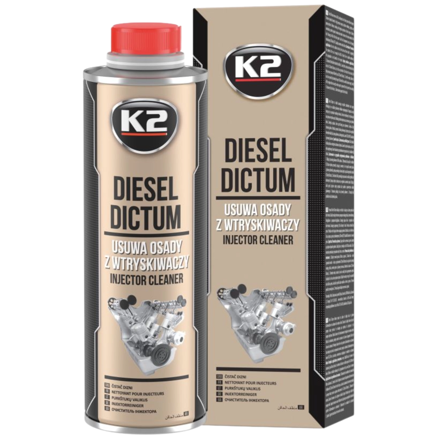 K2 Diesel Dictum 500ml diesel injector cleaner for common rail systems and high-pressure pumps
