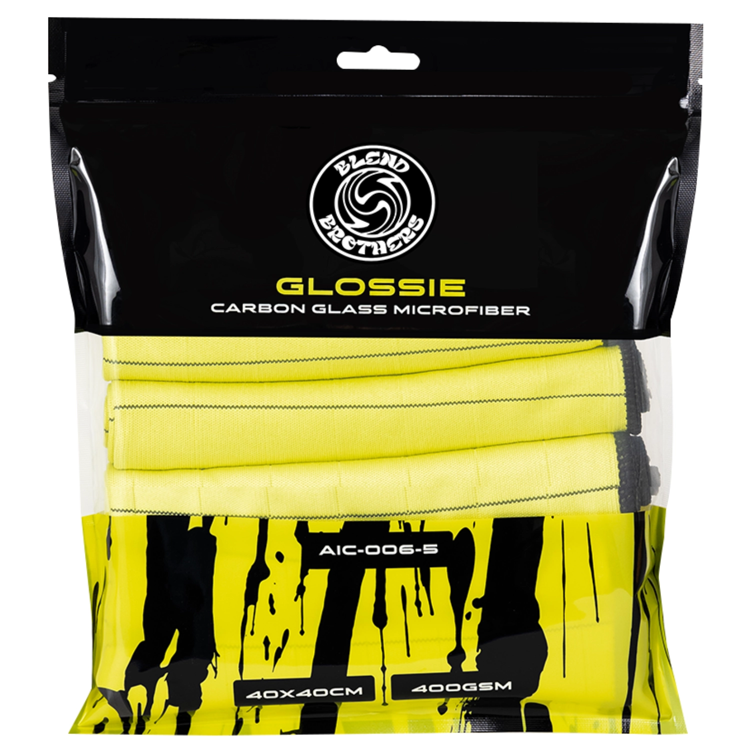 Microfibre towel carbon fibre 400gsm 40x40cm 5-pack for streak-free glass cleaning, Blend Brothers