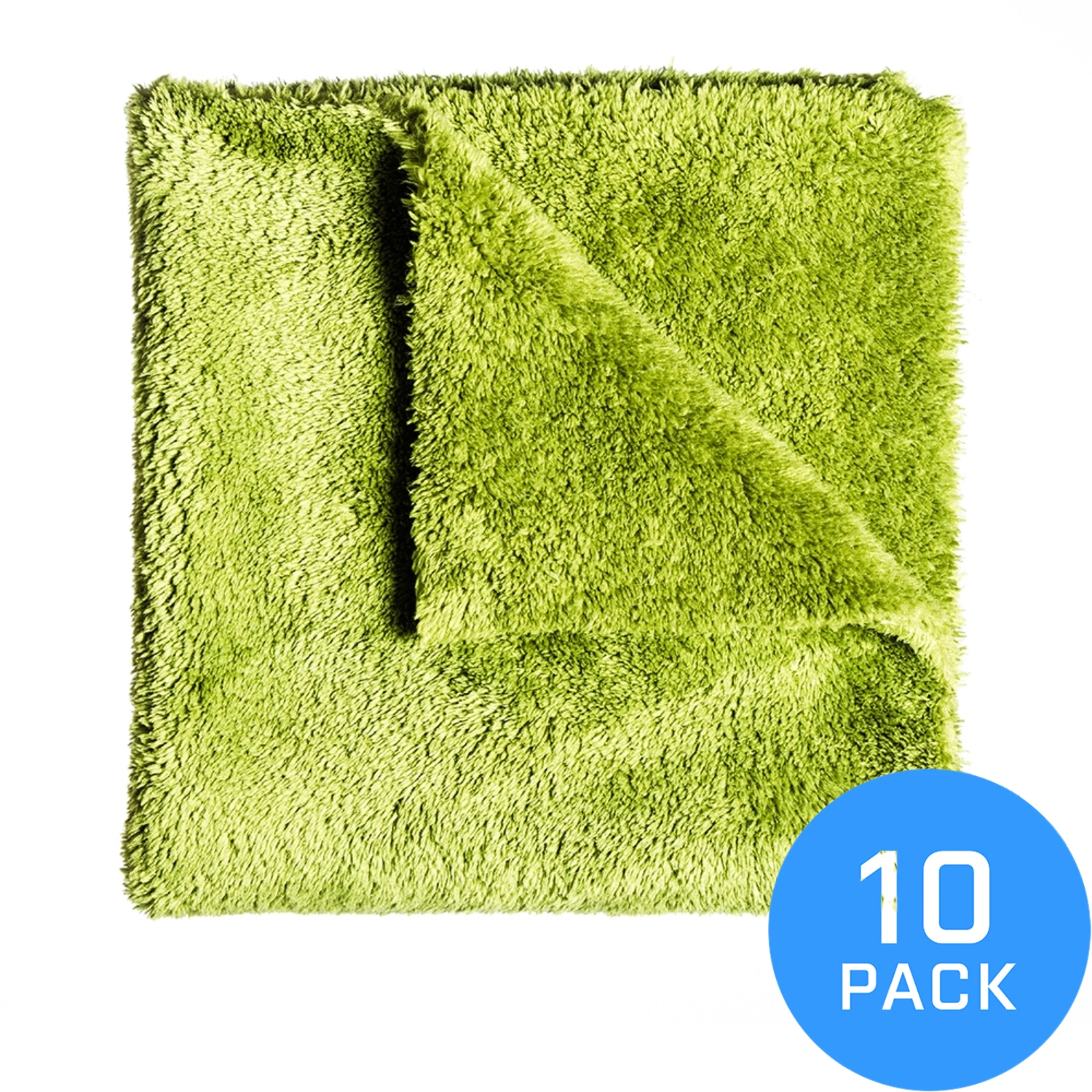 Green microfibre towel FX PROTECT Grassy Green Boa 40x40 cm, edgeless, 500 g/m², for wiping wax and Quick Detailer