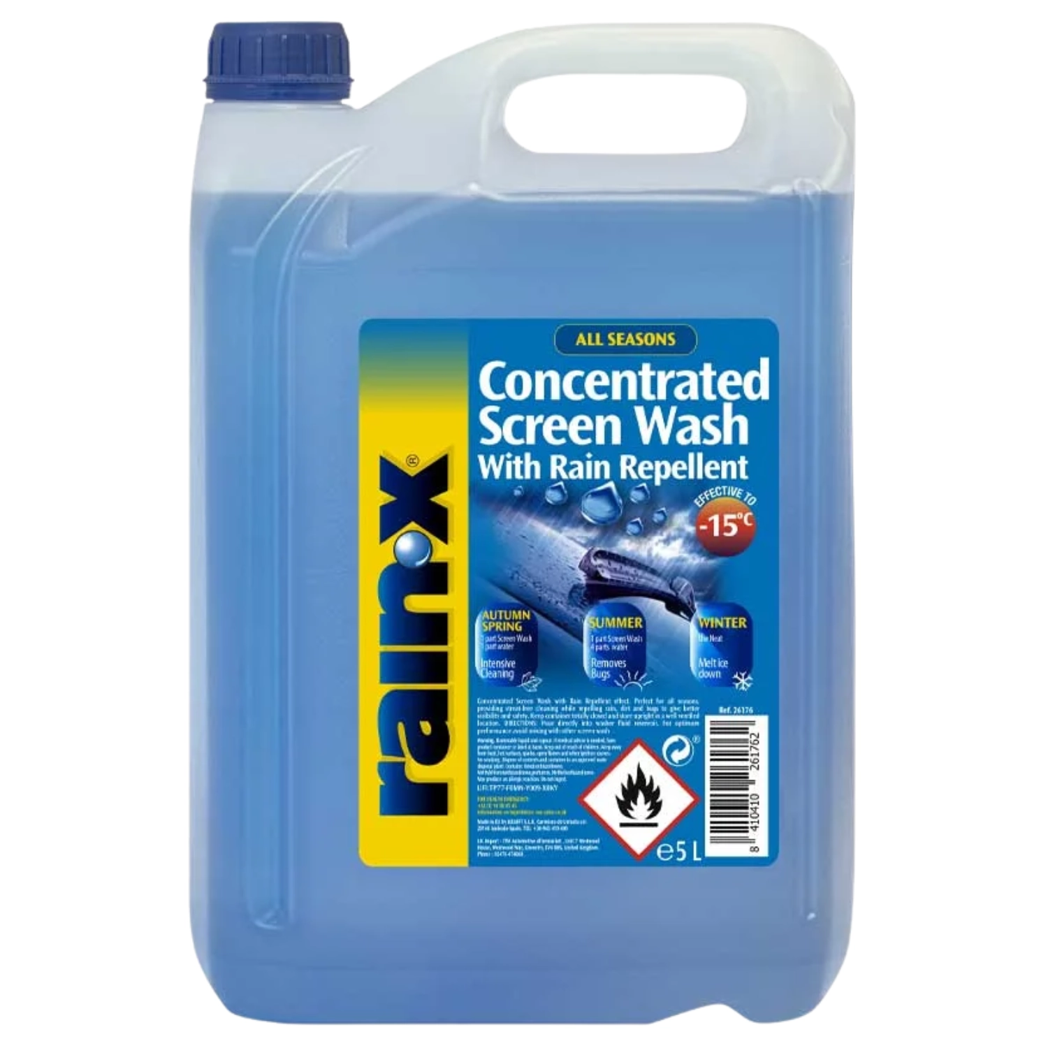 Rain-X Winter Screen Wash Concentrate -15°C 5L container for windscreen protection and de-icing