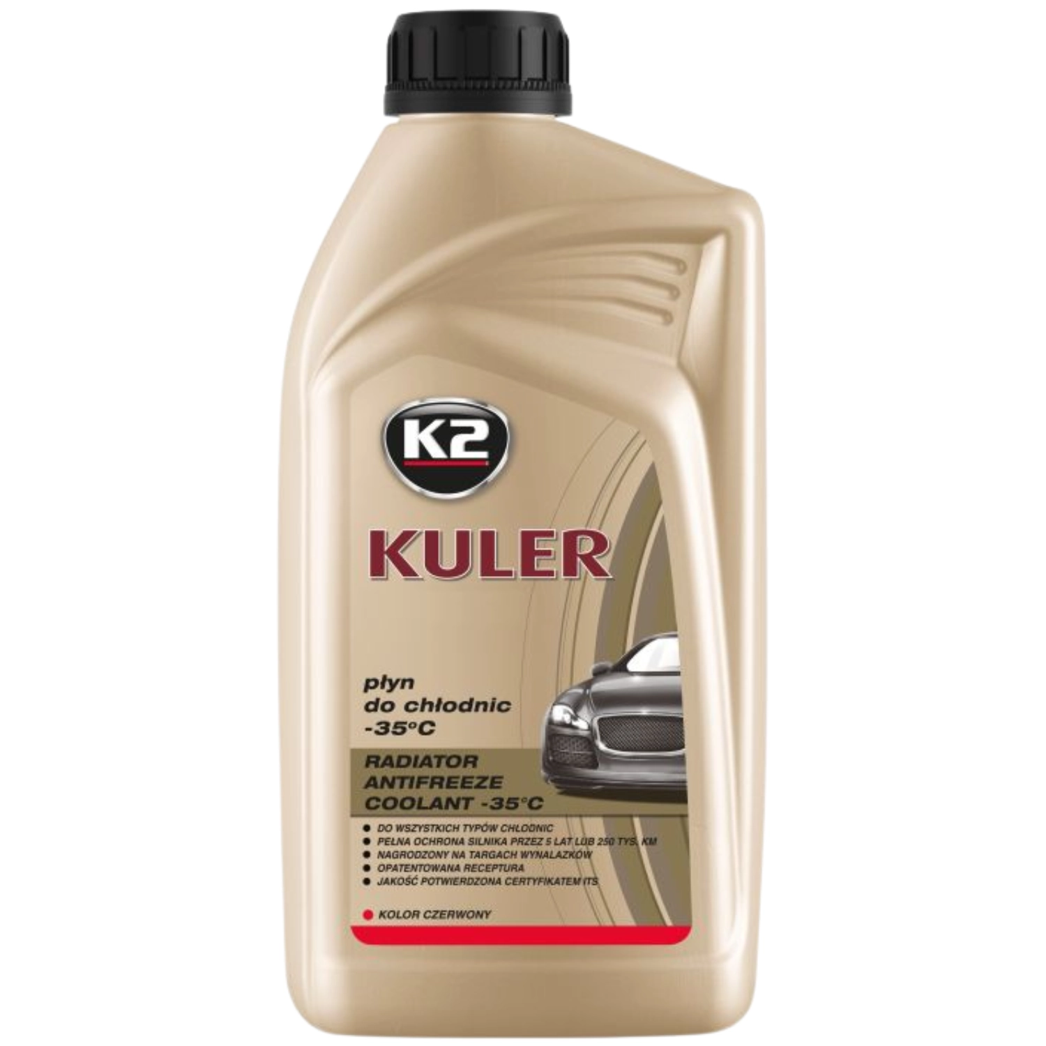 K2 Coolant Red -35°C ready-mixed 1L bottle for engine protection and frost defence