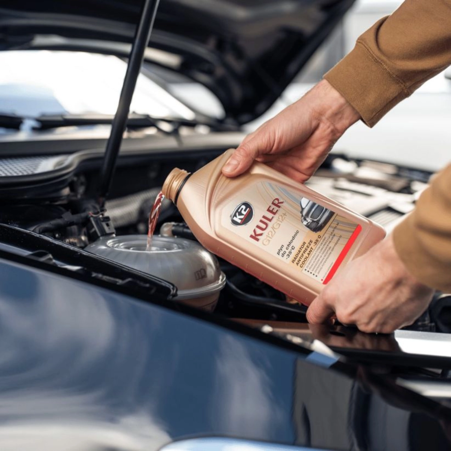 K2 Coolant Red -35°C ready-mixed 1L bottle for engine protection and frost defence