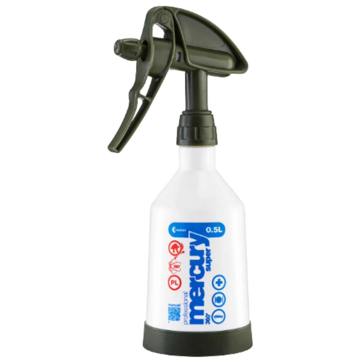Khaki Kwazar Hand Sprayer 360° Pro+ 0.5L with adjustable nozzle for professional cleaning