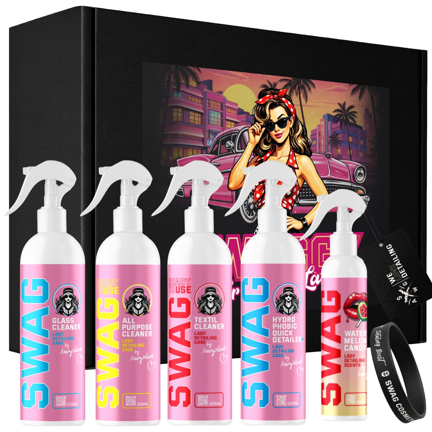 SWAG Gift Box Car Care Kit For Her with Glass Cleaner, Quick Detailer and APC RTU