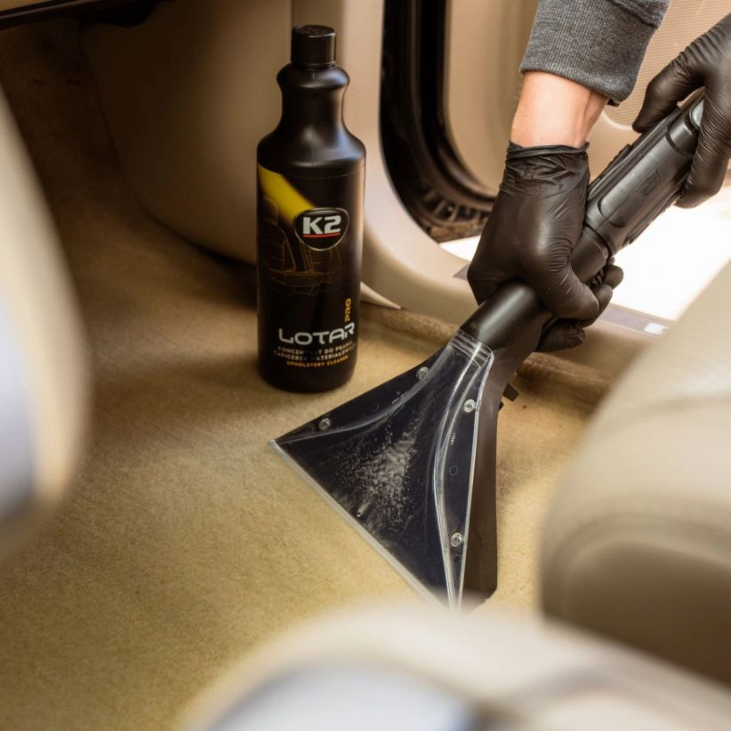K2 Lotar Pro fabric cleaner 1L bottle for car upholstery and carpet cleaning