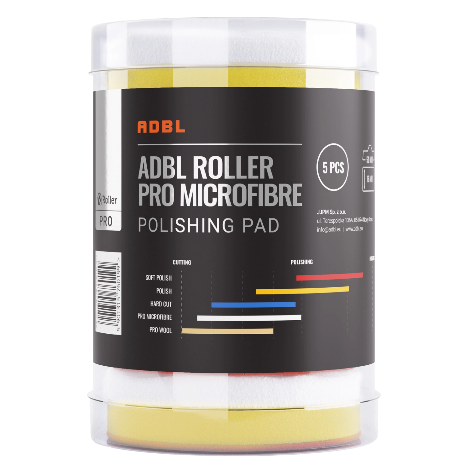 ADBL Microfibre Polishing Pad 50mm 5-pack with elastic backing for DA and rotary polishers