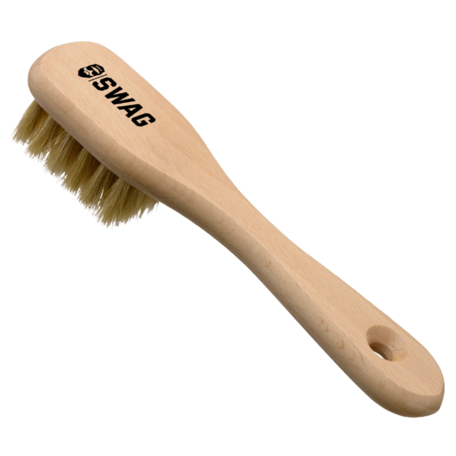 SWAG Mini Leather Brush with beechwood handle and soft natural bristles for gentle leather cleaning