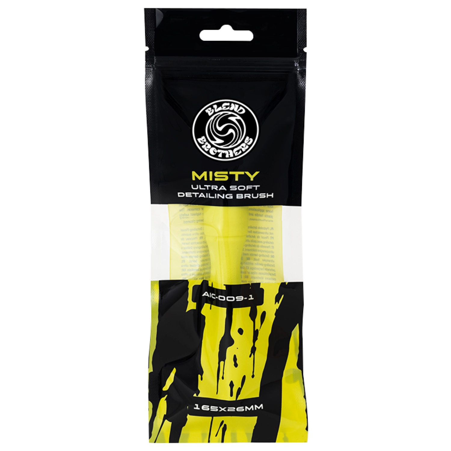 Yellow Blend Brothers detailing brush 165x26mm with ultra-soft bristles and ergonomic handle for sensitive surfaces