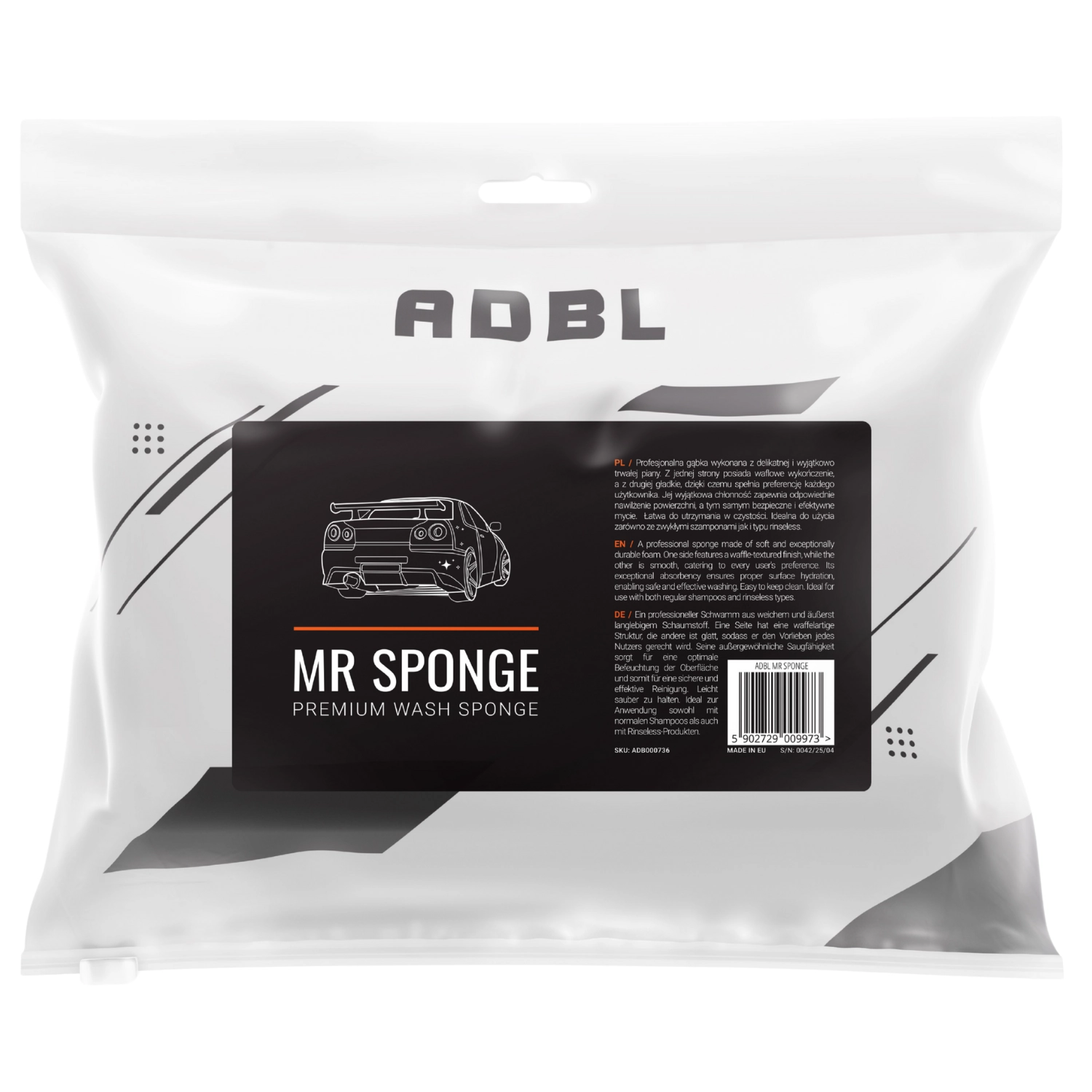 ADBL Mr Sponge professional wash sponge with double-sided waffle texture and smooth surface for car washing