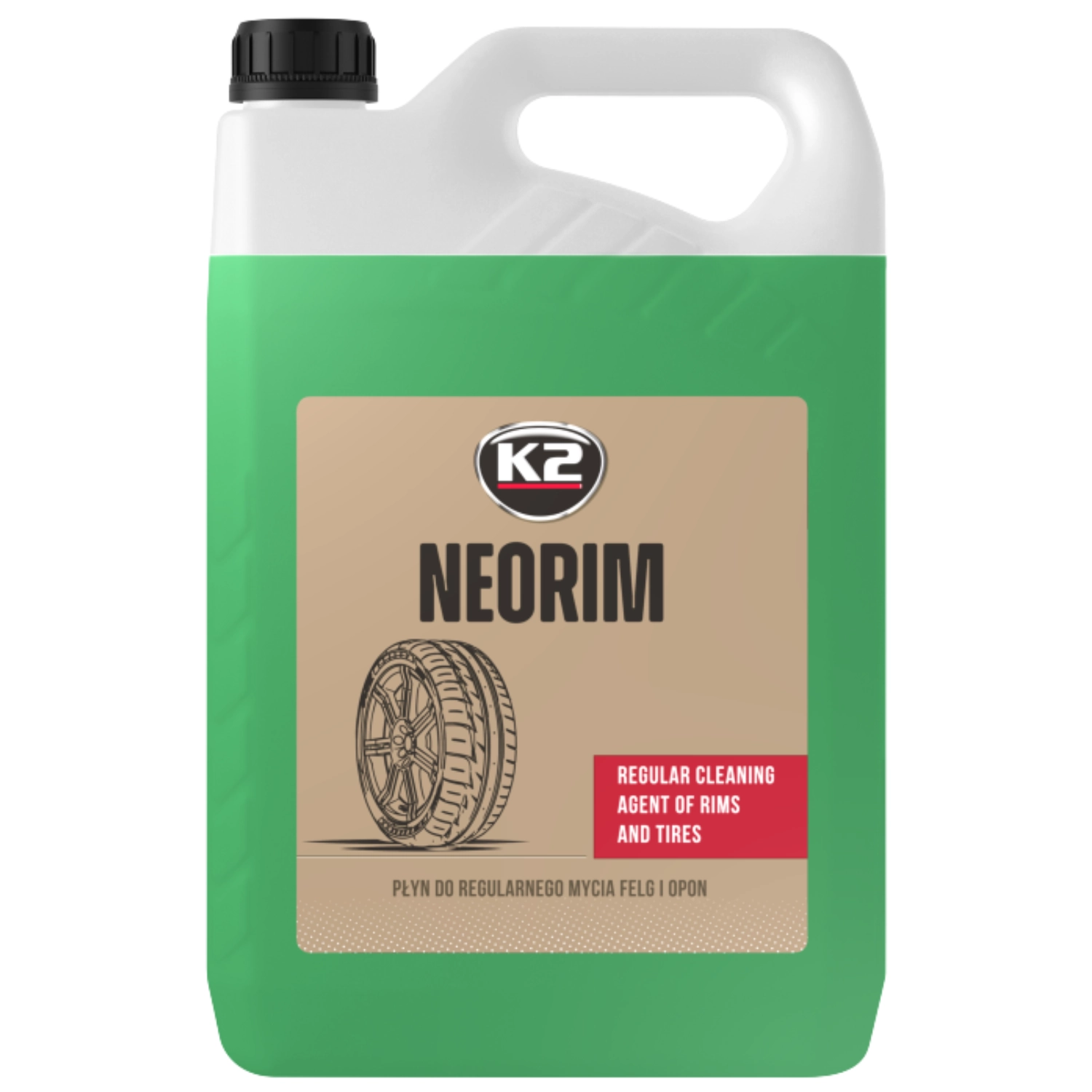 K2 Neorim Alkaline Wheel Cleaner 5L neon green formula for wheels and wheel arches
