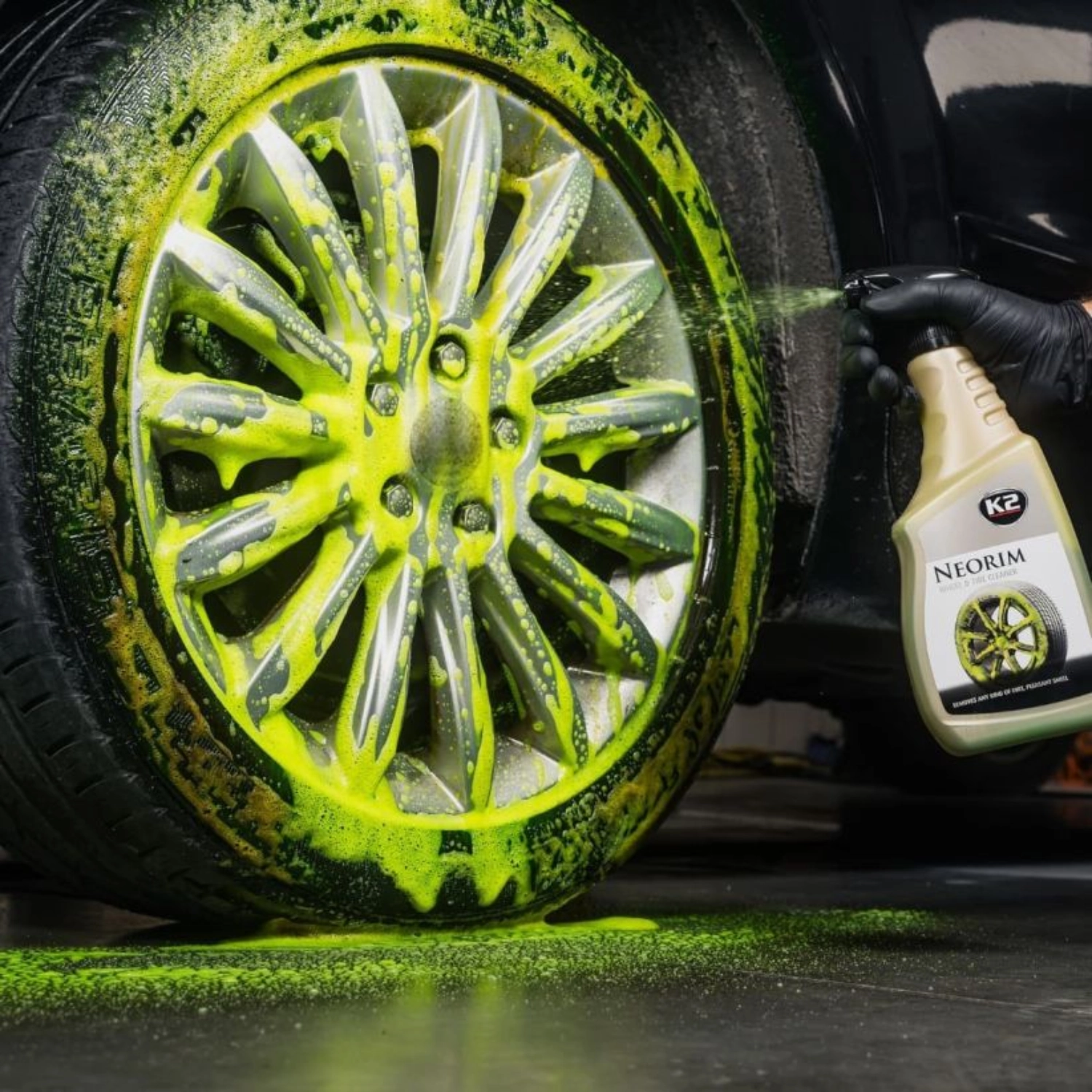 K2 Neorim Alkaline Wheel Cleaner 5L neon green formula for wheels and wheel arches