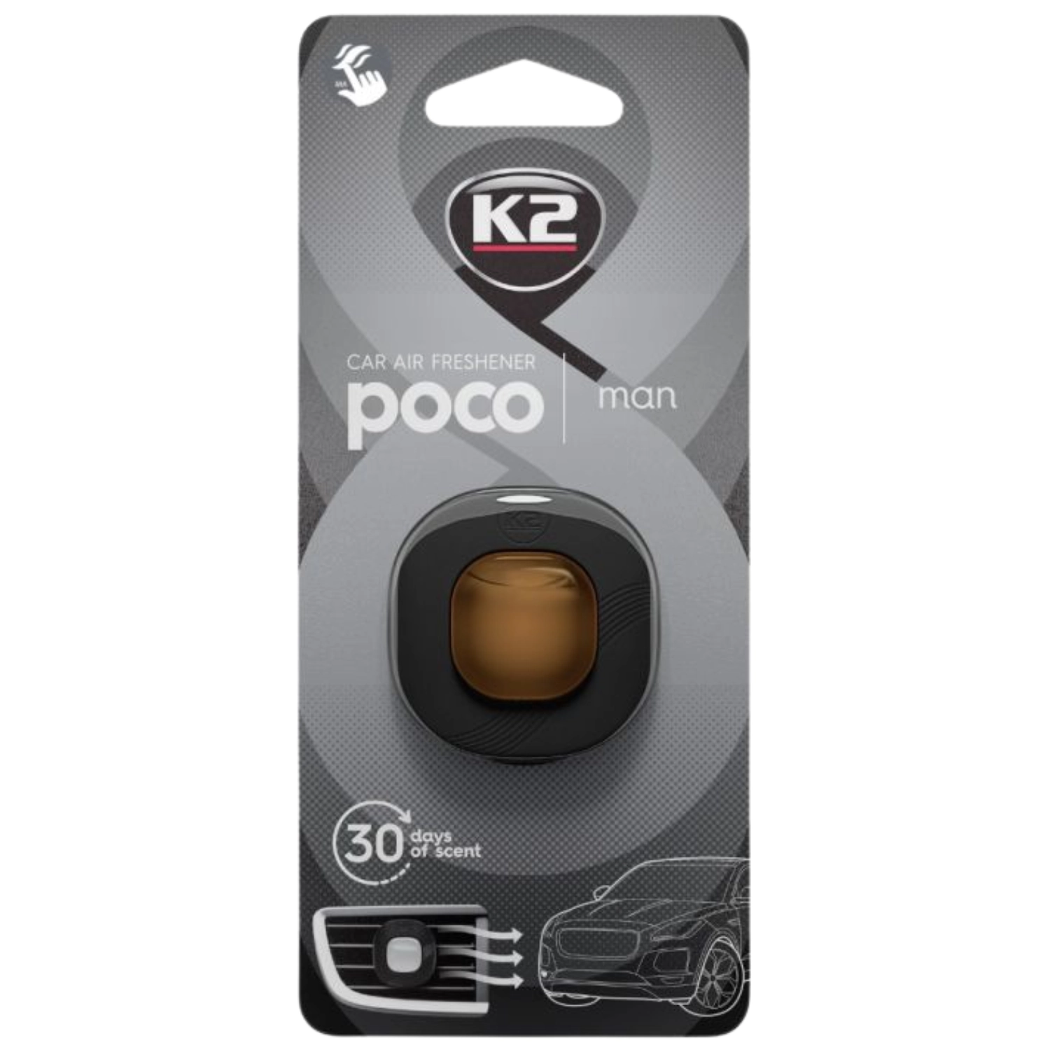 K2 Car Air Freshener Vent Clip model K2000211 with masculine scent and compact clip mount