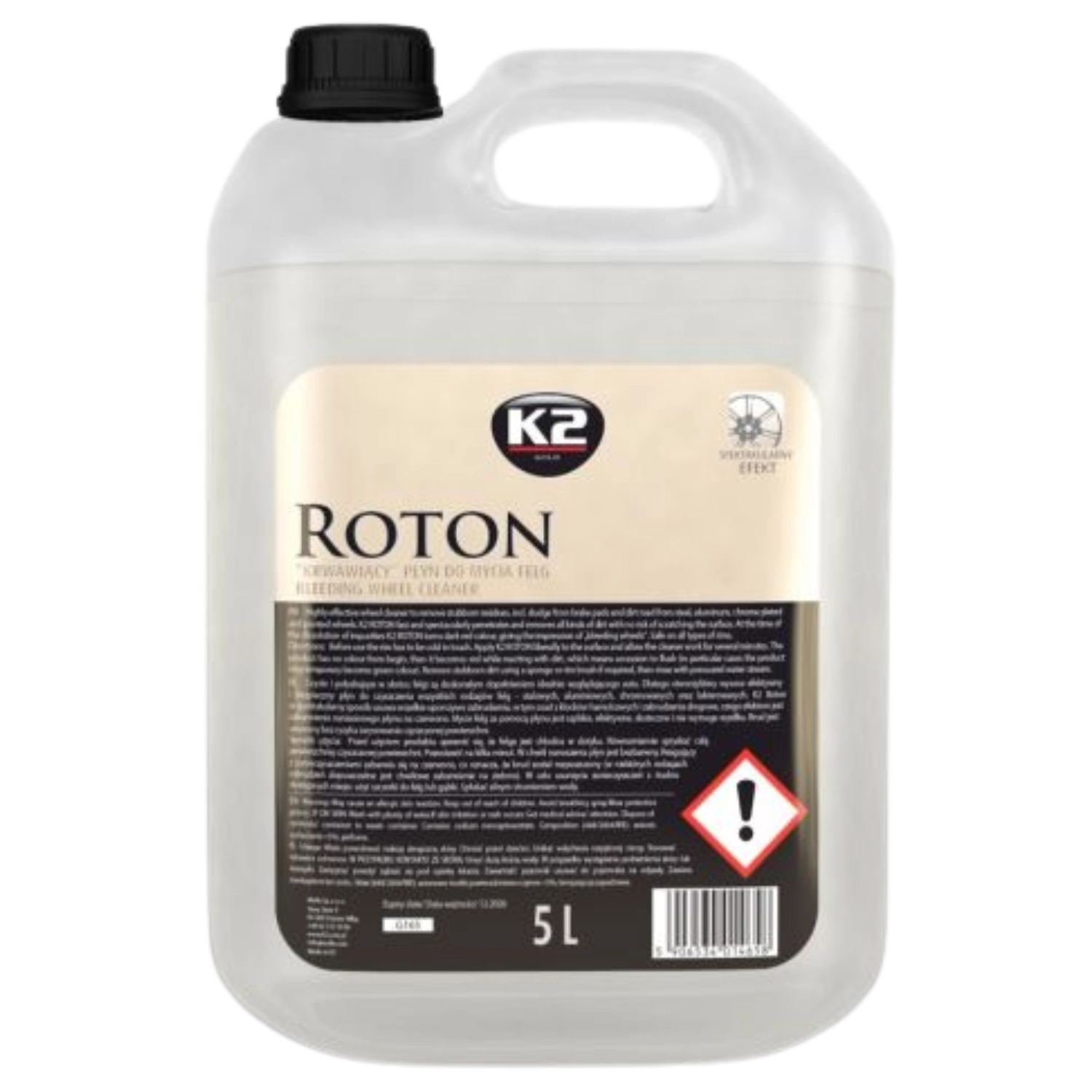 K2 Wheel Cleaner 5L container for cleaning chrome and aluminium wheels