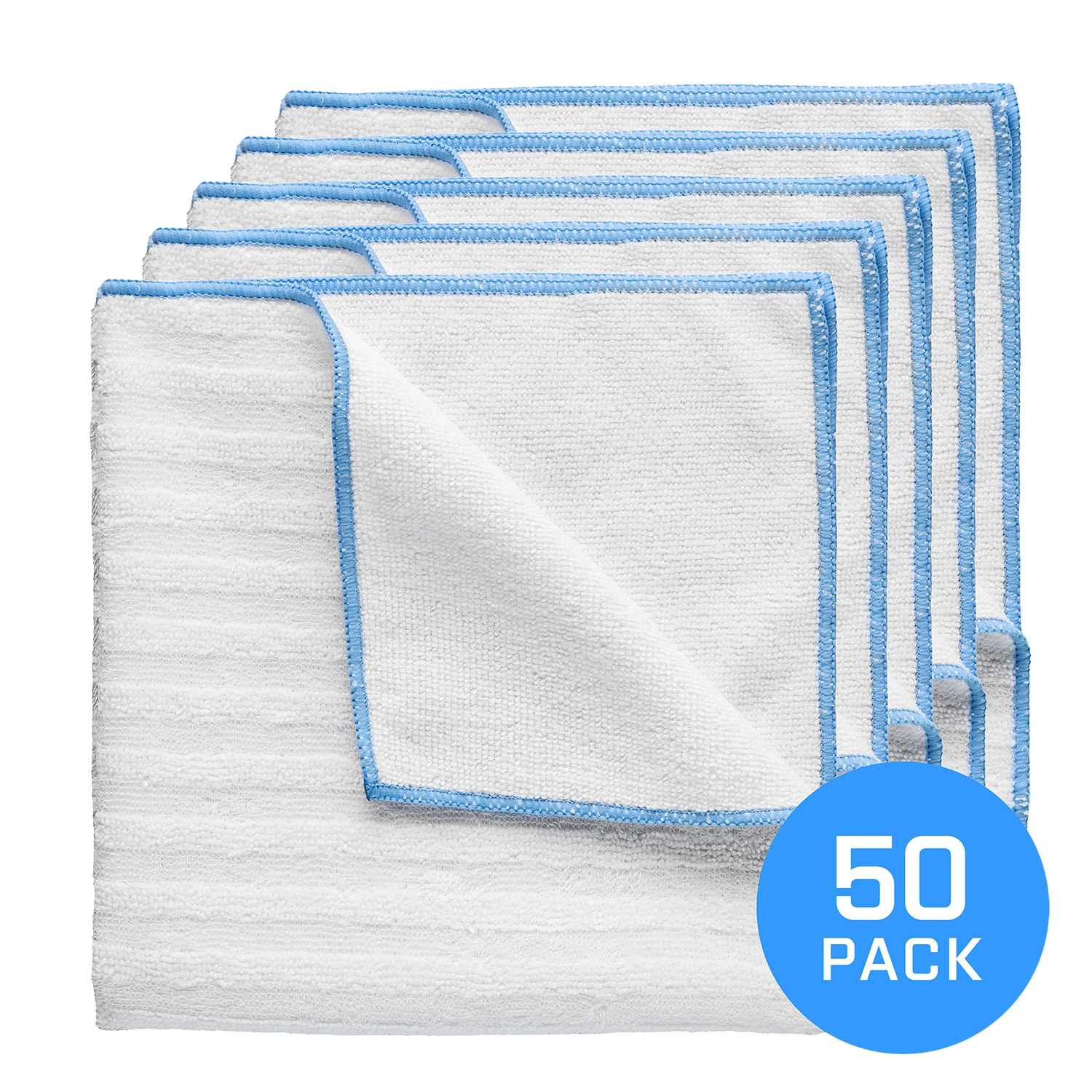 Microfibre towel 250 GSM dual-function scrub and dry towel in white/blue 40x40cm from FX PROTECT