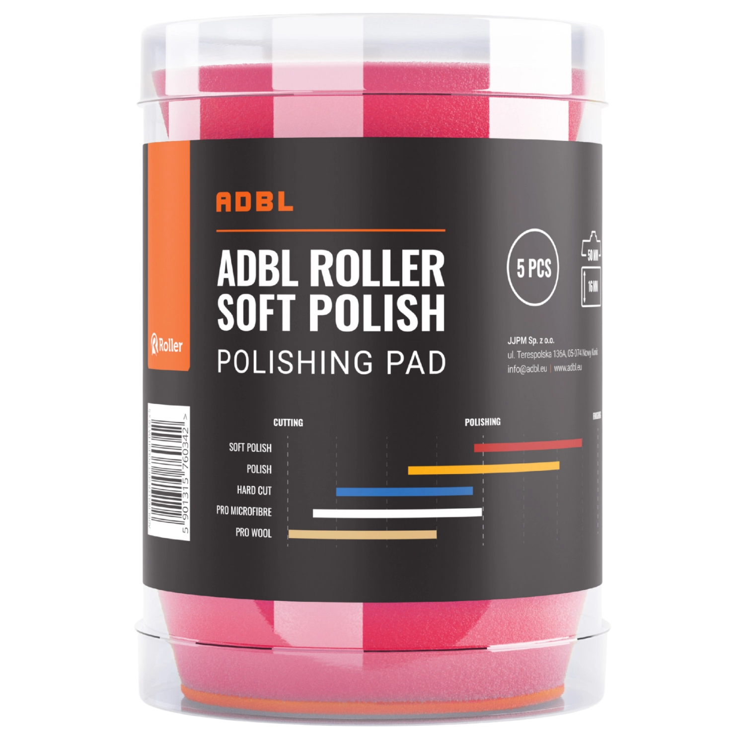 ADBL Soft Polish Foam Pad 50mm red for DA polisher, 5-pack with diamond profile