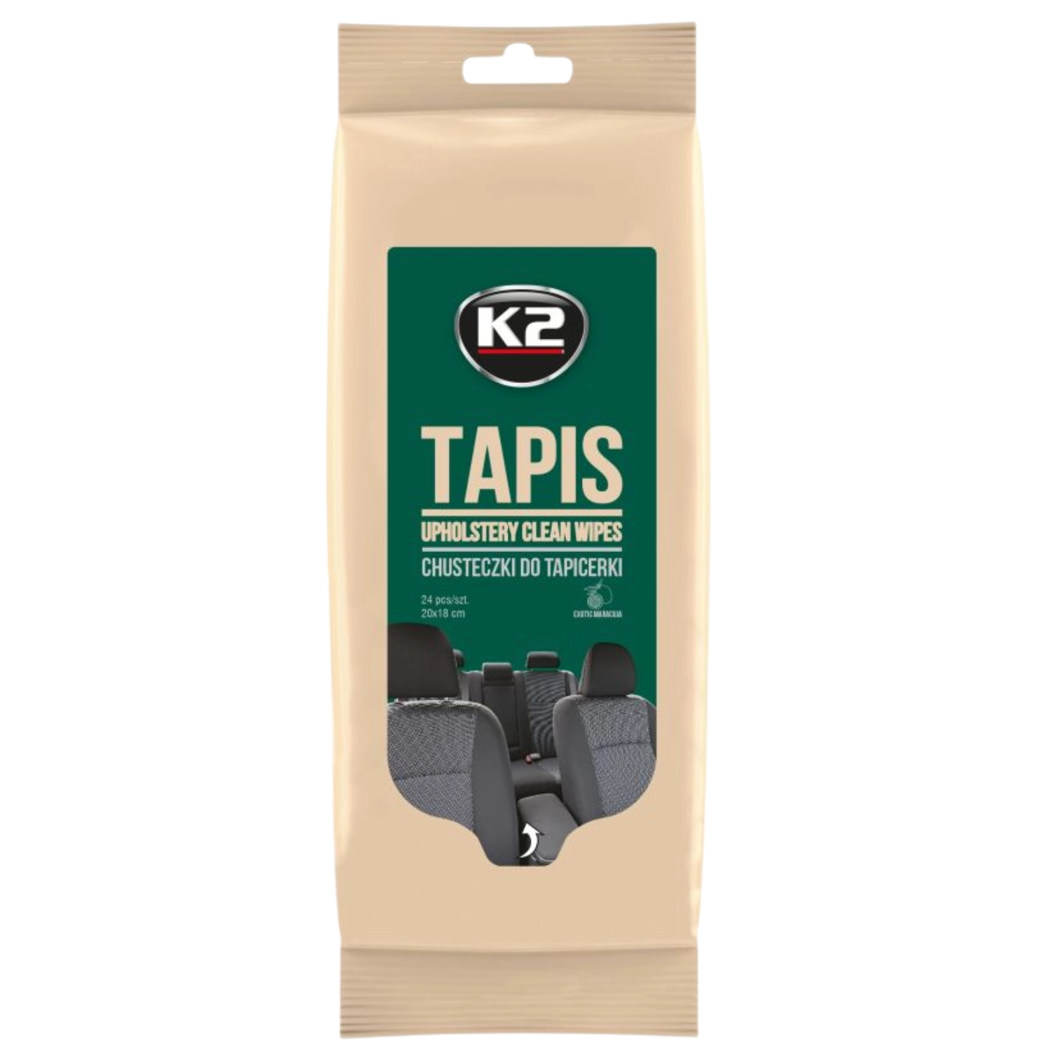 K2 Interior Cleaning Wipes 24-Pack with exotic scent in resealable packaging