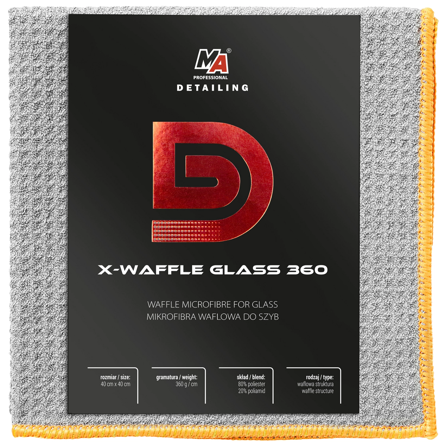 MA Microfiber våffelduk 40x40cm 360gsm för glas och spegelrengöring vid detailing