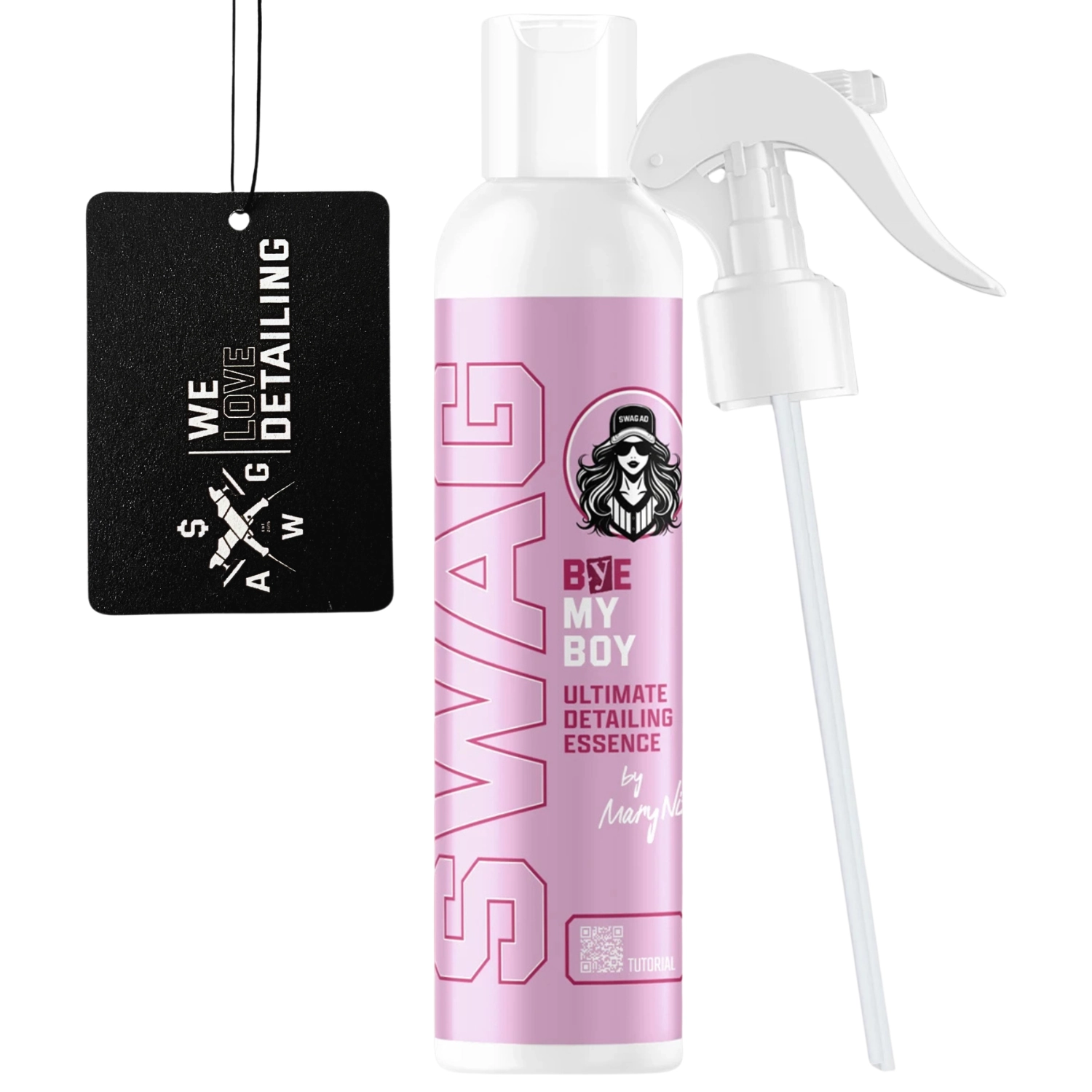 SWAG Bye My Boy car perfume 150ml bottle with WE LOVE DETAILING hanger for vehicle interior