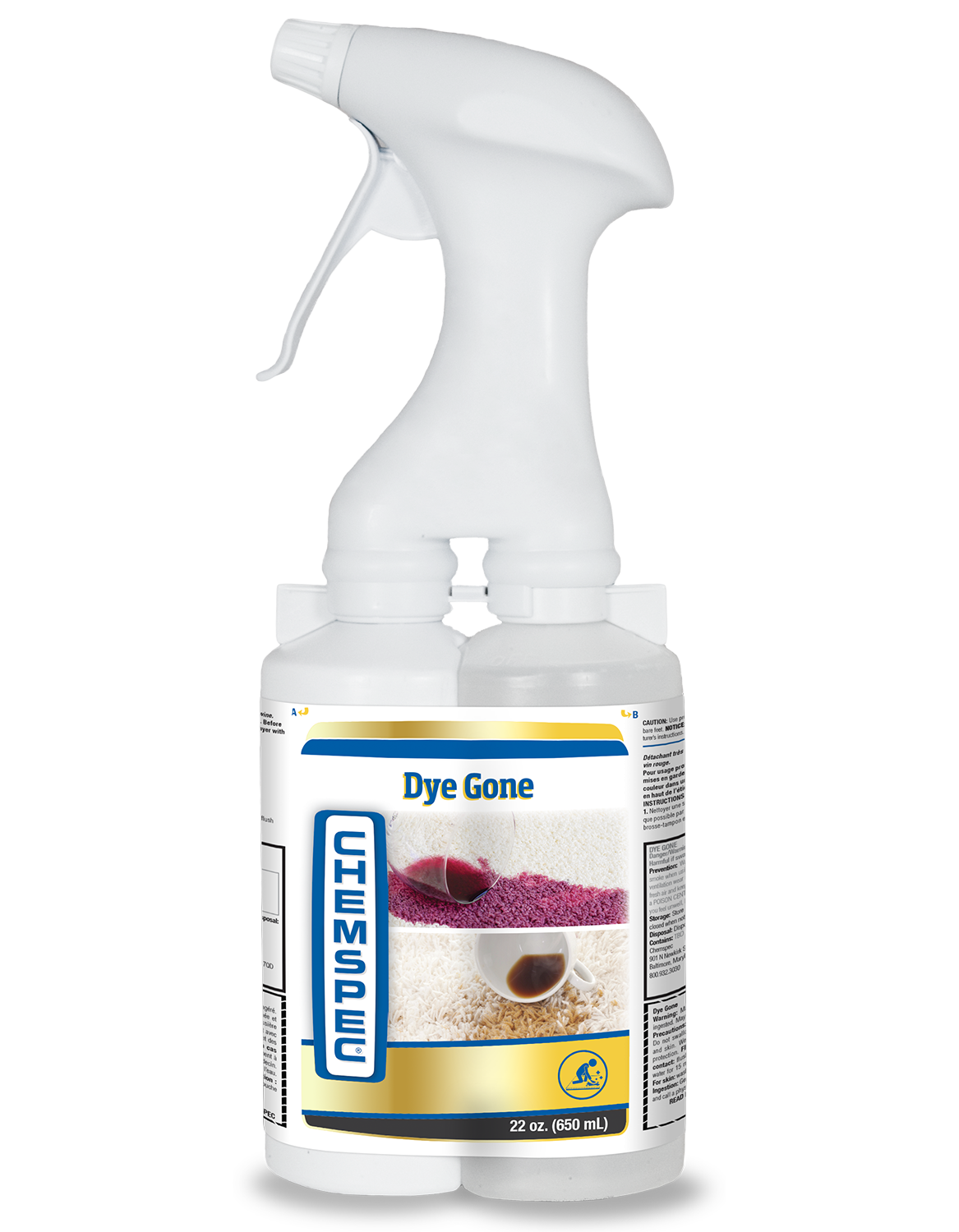 CHEMSPEC Dye Gone Sprayer Kit - silny odplamiacz dwuskładnikowy 650 ml