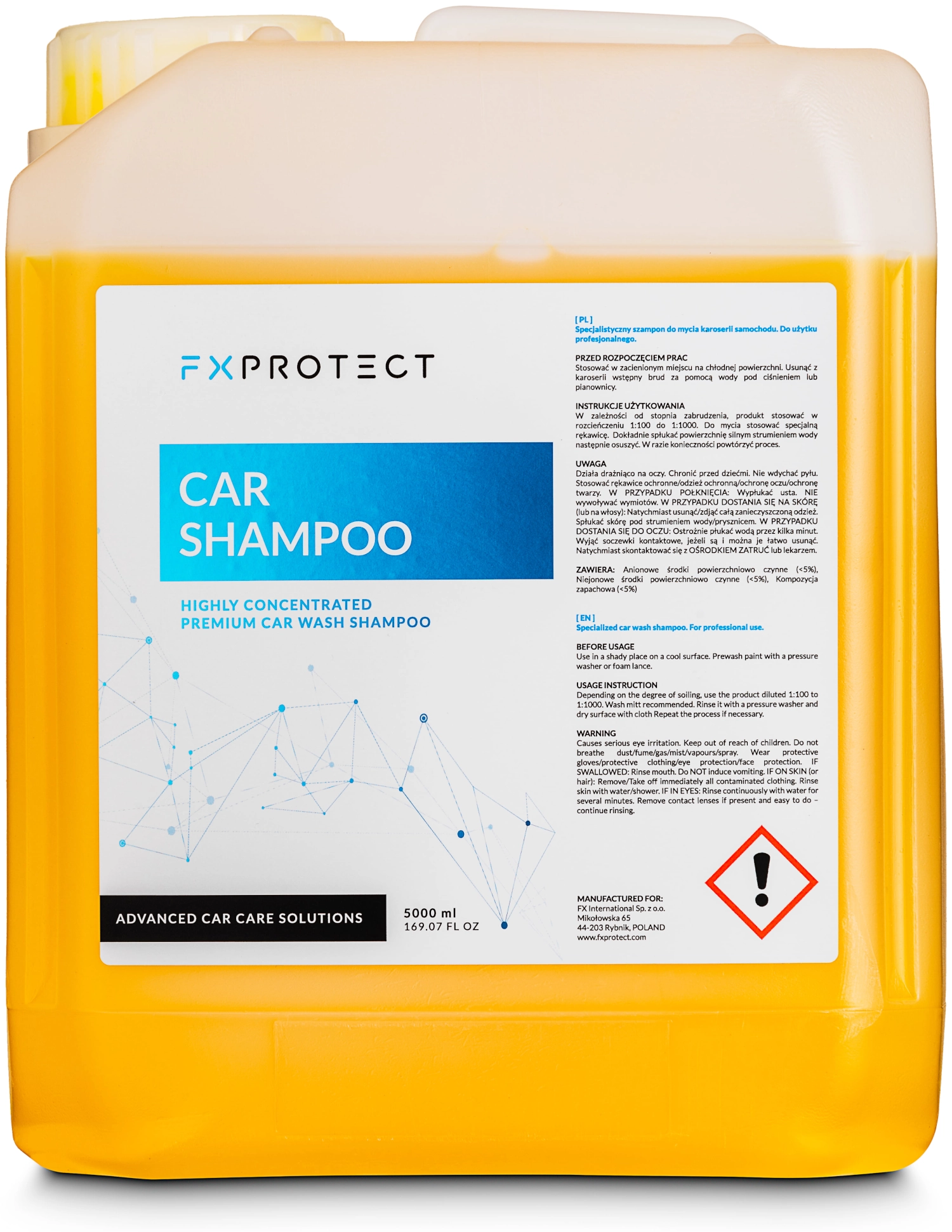 FX PROTECT Car Shampoo - szampon odtłuszczający, odtyka powłoki 5L