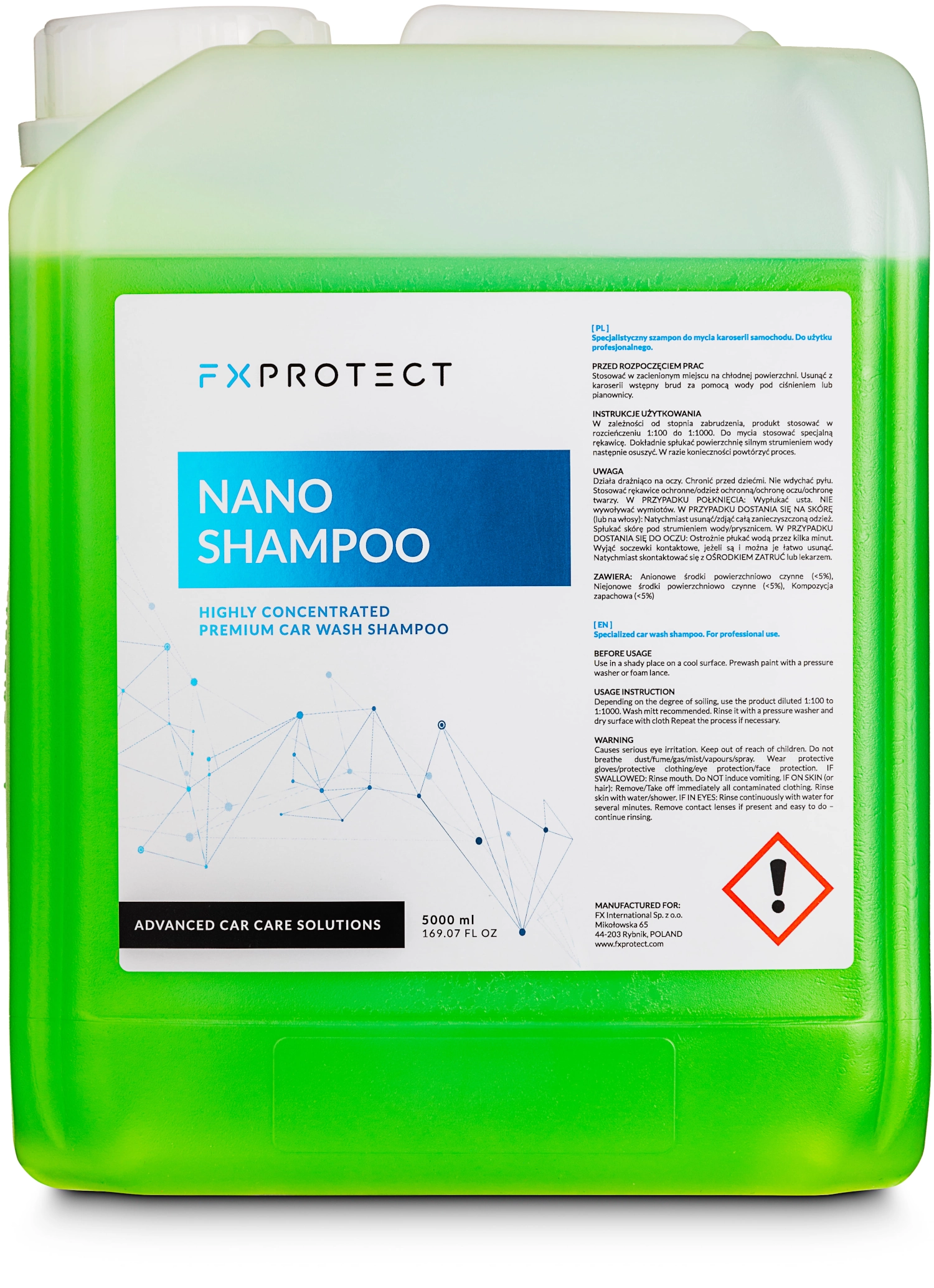 FX PROTECT Car Shampoo Nano pH-Neutral 5L container for professional hand washing