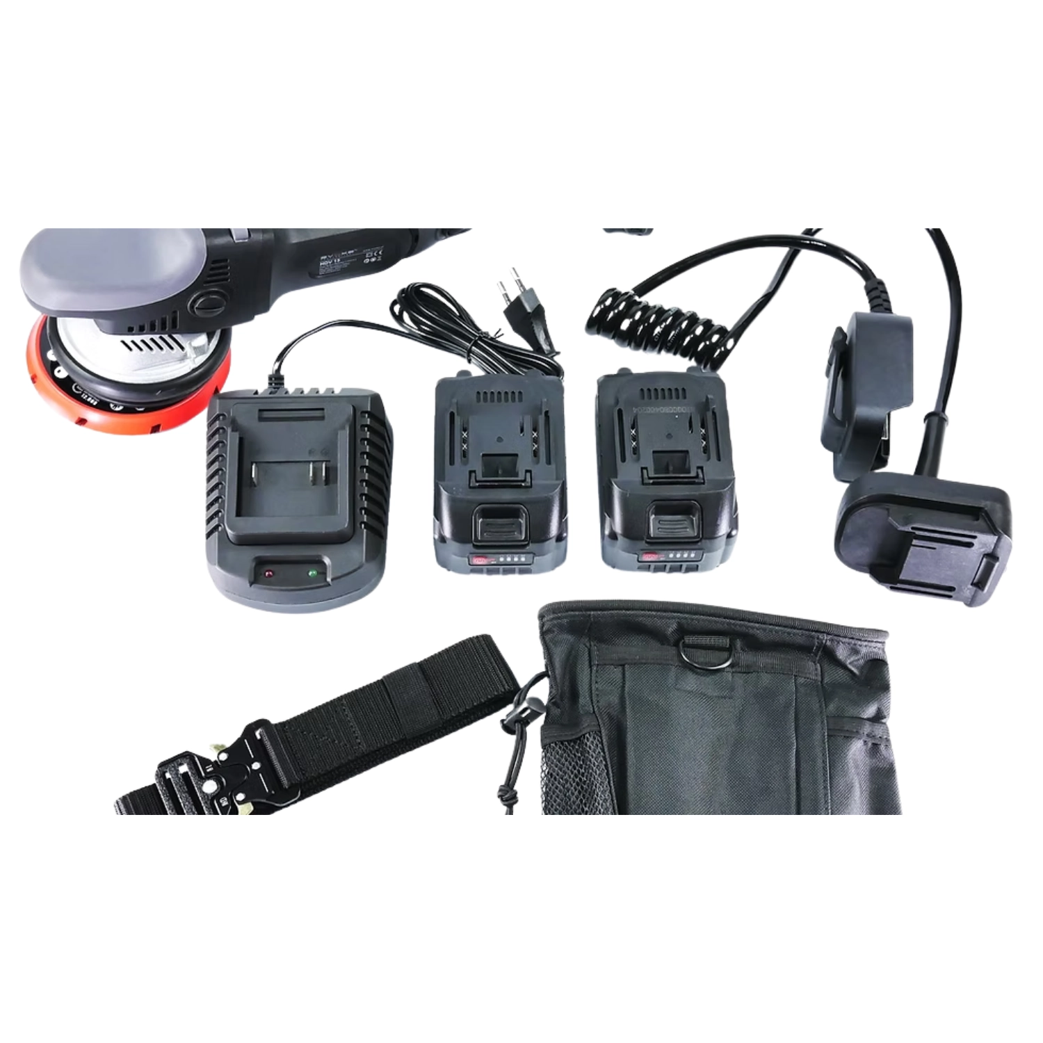 Evoxa Cordless Dual Action Polisher 21mm with 20V battery and 125mm backing plate