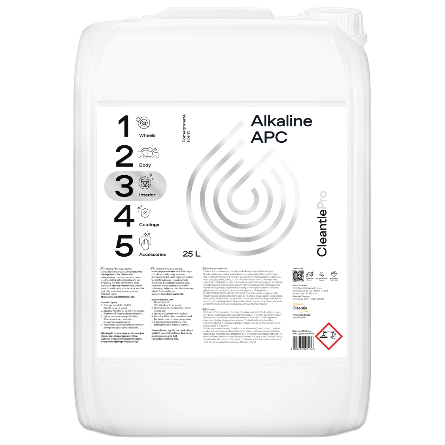 Cleantle Alkalisk Universalrengöring APC 25L koncentrat för professionell detailing och bilvård